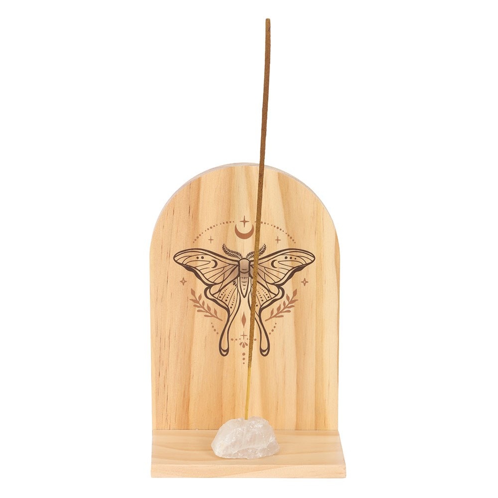 Something Different - Natural Luna Moth Wooden Incense Holder Plank/Wanddecoratie - Multicolours